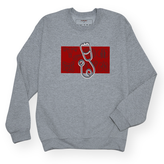 Chandail Crewneck "Stéthoscope Rouge"