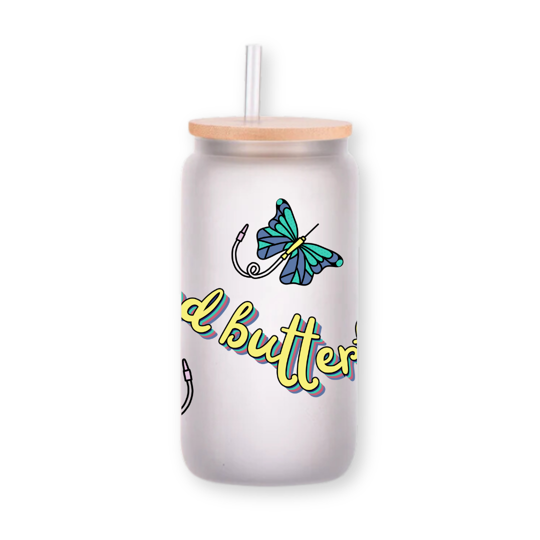 Verre canette "Yellow Butterflies"