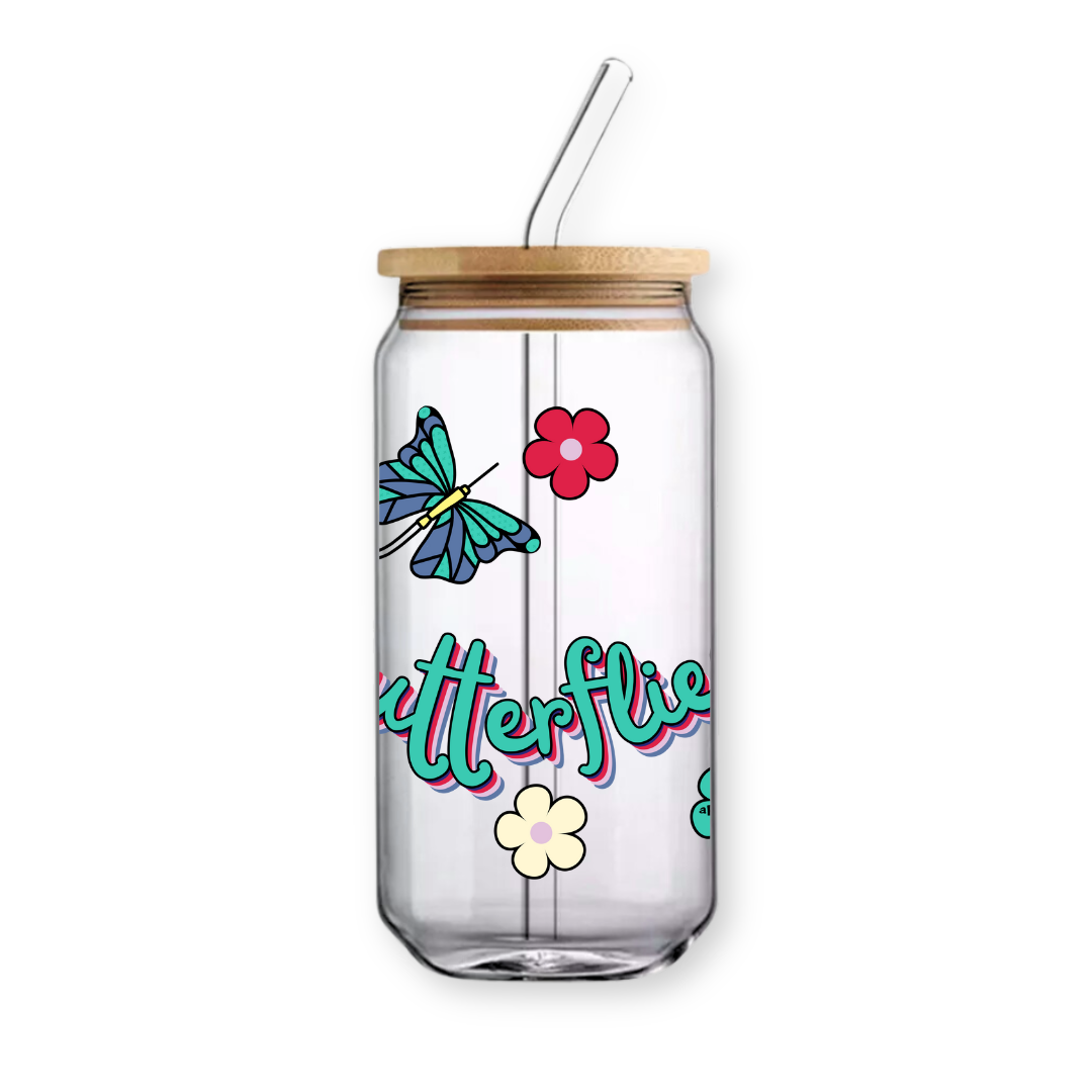 Verre canette "Blue Butterflies"