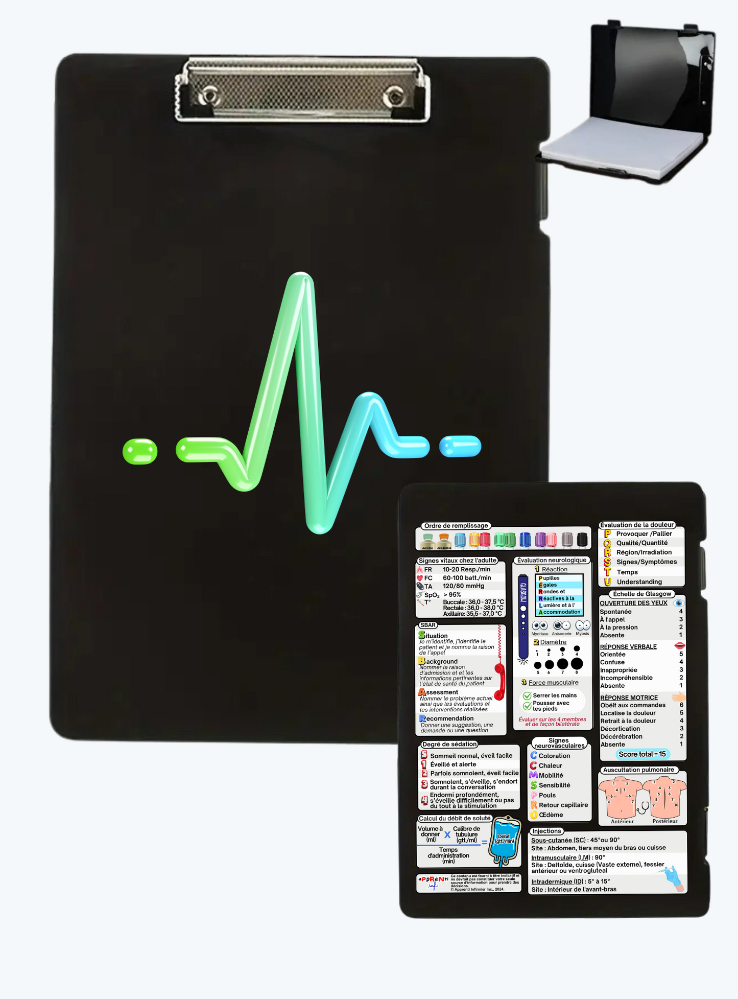 Presse-papiers avec fiche informative ET RANGEMENT