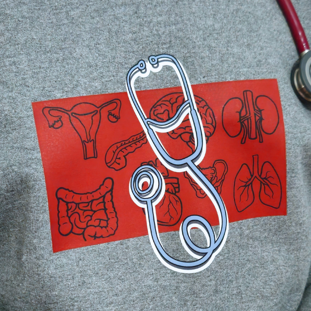 Chandail Crewneck "Stéthoscope Rouge"