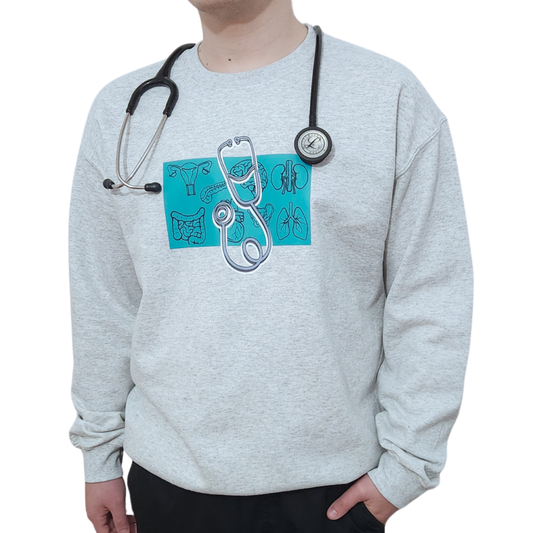 Chandail Crewneck "Stéthoscope Turquoise"