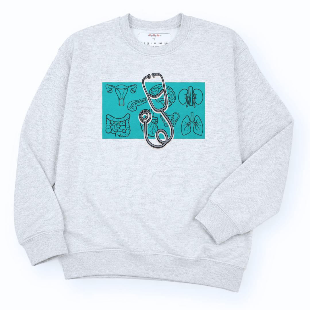 Chandail Crewneck "Stéthoscope Turquoise"