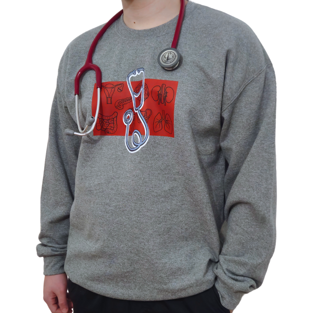 Chandail Crewneck "Stéthoscope Rouge"