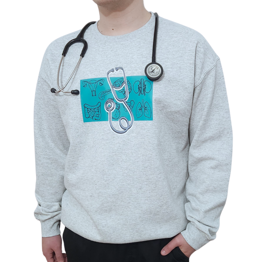Chandail Crewneck "Stéthoscope Turquoise"