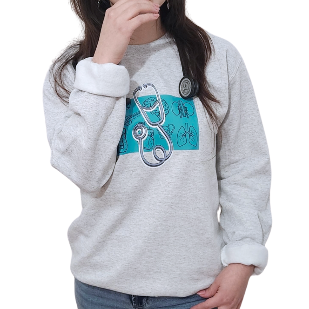 Chandail Crewneck "Stéthoscope Turquoise"
